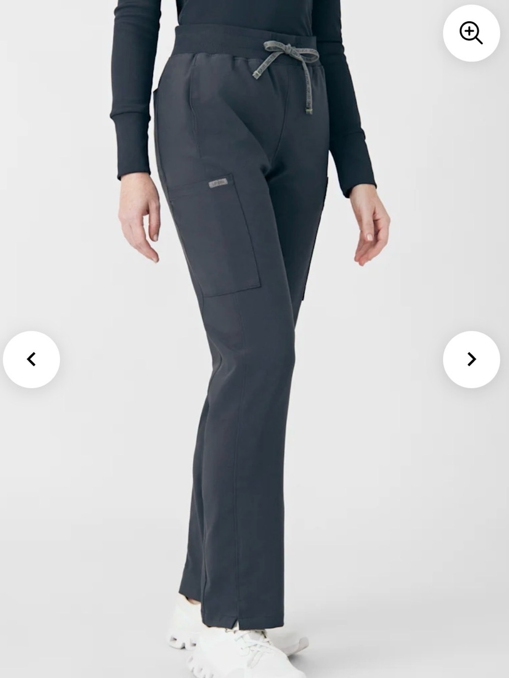 Women's Stretch Drawstring Cargo Scrub Pants - pewter